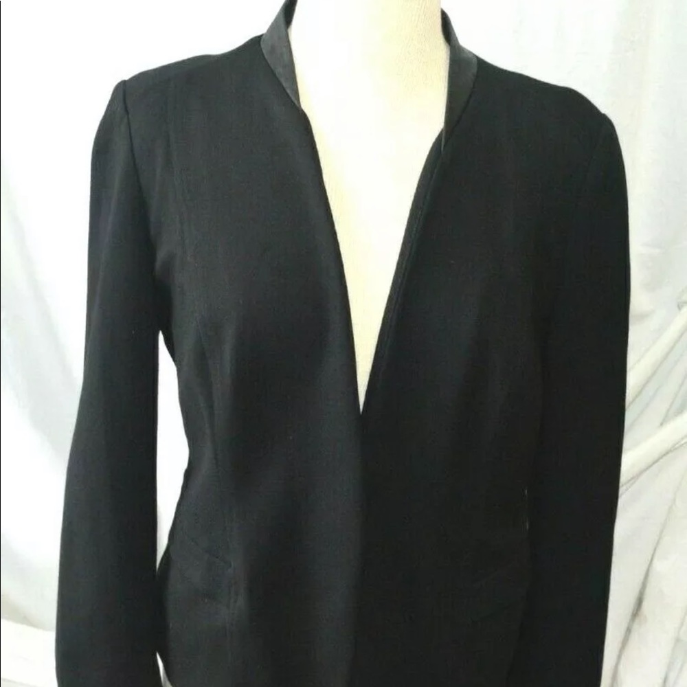 Chico’s Black Blazer with Faux Leather Collar